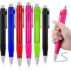 Crtiin 6 Pcs Big Fat Pens Easy Grip Giant Sized Ink Jumbo Oversize Pens Bulk with Refills Extra Large Ballpoint Black Fat Ball Point Retractable for Warehouse School Office Writing(Multicolor)