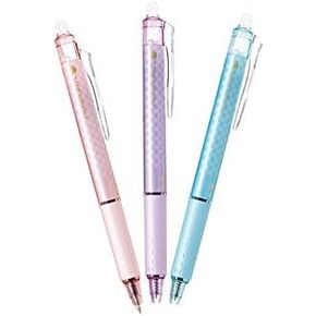 قلم حبر جل قابل للسحب من Pilot Frixion Knock Ball، نمط متقلب من سلسلة التصميم، حبر أسود، 0.5 مم، مجموعة 3 تصميمات (وردي، أرجواني، أزرق ناعم) in Kuwait