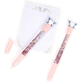 Tooth Fairy Wand Pen & Notepad Set - Perfect Addition to A Tooth Fairy Kit Includes 2 Floating Glitter Pens & 1 Tooth Fairy Paper Pad- Tooth Fairy Gift for Children & Dental Hygienist Gifts