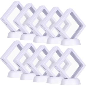 Skelang 10-Pack 3D Floating Display Case Display Box Coins Display Stand Holder Suspension Frame for Challenge Coin, AA Medallion, Chip, Jewelry, Pin, Stone