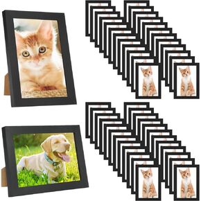 Set of 50 Picture Frame Bulk Photo Frames with Mat Wall Mounting Simple Photo Frames Multi Picture Frames for Wall or Tabletop, Black
