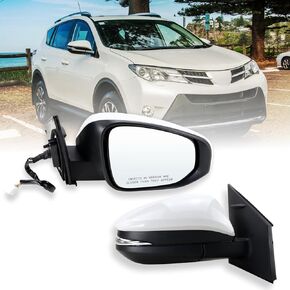 Left Driver Side Door Mirror Compatible With 2013 2014 2015 Toyota RAV4 With Power Glass Manual Folding Black Replace#TO1320309 879400R080(3 Pins)