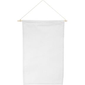 PATIKIL Enamel Pin Display Banner, 17" L Canvas Blank Holder Board Wall Hanging for Trading Badge Flag Collection Organizer Book Collector Case Pennant Felt Bag Box, White