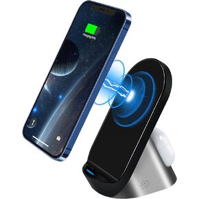 Wireless Charger, 2 in 1 15W Dual Fast Wireless Charging Stand Station for AirPods 2/Pro, iPhone 15/15 Plus/15 Pro Max/14/13/12 Pro Max/11/SE/XS/XR/XS Max/X/8 Plus,Samsung Galaxy S23,S22,S21,S20,S10