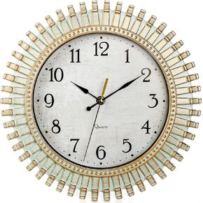 Retro Wall Clock, 12 Inch Silent Non-Ticking Clock, Aqua Battery Operated Quartz Clock, Round Plastic Vintage Clocks for Living Room Bedroom Kitchen Home Office Classroom School Decor