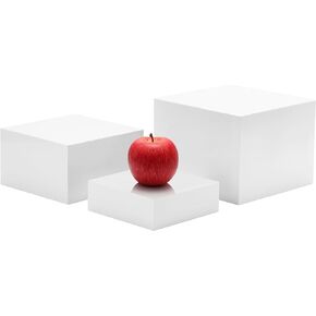 White Acrylic Buffet Food Display Risers,Dessert Table Display Set,Catering Display Risers for Food,Dessert Collectibles Jewelry Cosmetics Retail Show-Set of 3(6",7",8"-Glossy White)