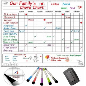 مخطط عمل مغناطيسي كبير للأطفال والمراهقين والبالغين - سبورة بيضاء قابلة للمسح الجاف - مخطط مكافآت السلوك - مخطط جدول المسؤولية الأسبوعي اليومي - 5 علامات وممحاة - منزل المدرسة in Kuwait