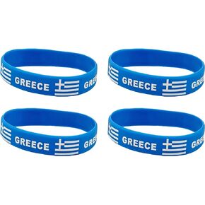 4 Pcs Greece Greek Country Flag Rubber Bracelets, National Flag Silicone Bracelet, Rubber Wristbands Patriotic Decorations Gift