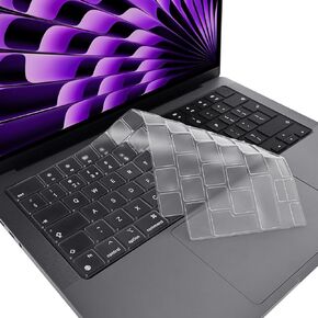 ProElife Keyboard Cover Skin for EU/UK (ISO) 2024 2023 2022 MacBook Air 13.6 15 inch M3 M2 A2681/A2941 & 2023-2021 MacBook Pro 14 16 inch M3 M2 M1 Pro/Max A2779/A2780/A2442/A2485 Accessory (Clear)