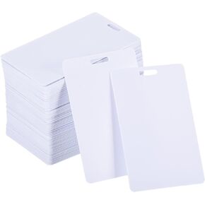 PATIKIL PVC Cards with Slot Punch, 100 Pcs 30Mil Graphic Quality Printable Vertical Blank Cards for ID Badge Business Card Credit Card, White