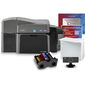 Bodno Fargo DTC1250e Dual Sided ID Card Printer & Complete Supplies Package with Bronze Edition Software