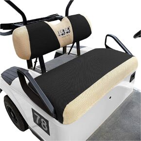 Golf Cart Seat Covers for EZGO TXT RXV & Club Car DS 2000-up, Breathable Air Mesh Fabric Washable - Red Black