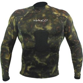 Wetsuit Shirt Spearfishing Green Camouflage Rashguard Long Sleeve - 1.5mm