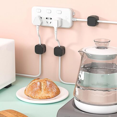 6 عبوات من حامل الحبل المغناطيسي المنظم لإدارة مشابك الكابلات للمنضدة والمكتب وسلك شحن USB للسيارة وسطح المكتب وأجهزة المطبخ باللون الأسود in Kuwait