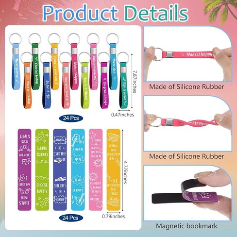 Pasimy 194 Pcs Inspirational Gifts Set Party Favor Motivational Mini Notepad Pen Positive Magnetic Bookmark Card Keychains Stickers Organza Bags for School Office Stationery Appreciation (Classic) in Saudi Arabia