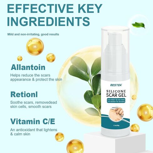 BESTEK Scar Cream, Advance Scar Gel for Surgical Scars,Face,Body,Leg, Burns, Acene,C-Section, Stretch Marks, Keloids,Scar Treatments for Old & New Scars,Scar Removal for Women Men,1.76oz/50ml in Saudi Arabia