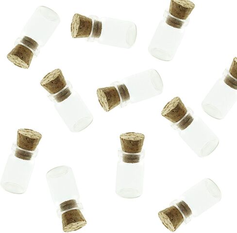 Mini Transparent Glass Bottle 50PCS 18mmx10mm 1ml Small Empty Mini Tiny Clear Jars Bottle Containers Vial with Cork Stoppers for Decoration and Party Souvenirs, DIY Crafts in Saudi Arabia