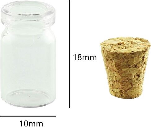 Mini Transparent Glass Bottle 50PCS 18mmx10mm 1ml Small Empty Mini Tiny Clear Jars Bottle Containers Vial with Cork Stoppers for Decoration and Party Souvenirs, DIY Crafts in Saudi Arabia