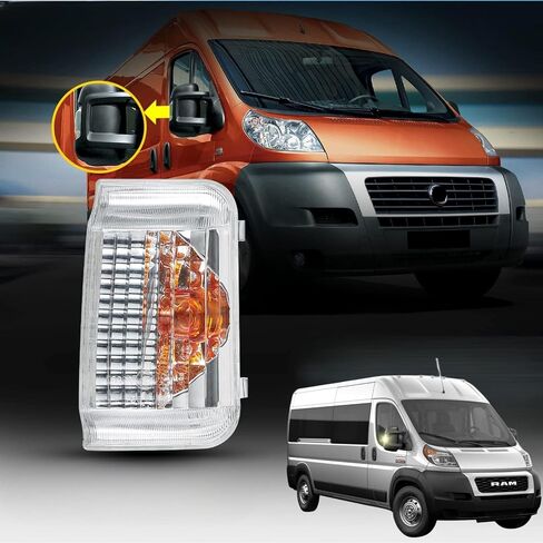 ضوء إشارة الانعطاف الوامض لـ Ram ProMaster 1500 2500 3500 2014 2015 2016 2017 2018 2019 2020 2021، مؤشر مرآة جانبية، تصميم أصلي، بدون مصابيح (زوج من العدسات الشفافة) in Kuwait