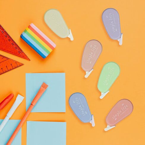 شريط تصحيح الدراسة المكتبي الصغير من zhuohai مكون من 6 قطع، أداة تطبيق سهلة الاستخدام للتصحيحات الفورية وتصحيح الكتابة الخاطئة في أي وقت شريط تصحيح لون الماكارون in Kuwait