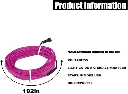 EL Wire Interior Car LED Strip Lights, USB Car Neon Light Strip with Sewing Edge, 16FT Neon Light 5V with Fuse Protection, Electroluminescent Car Indoor Decorations (Blue) in Saudi Arabia