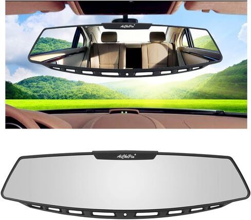 Car Rear View Mirror, 12" Wide Angle Universal Curve Convex Rearview Mirror Interior Clip On Original Mirror (Blue Mirror) in Saudi Arabia