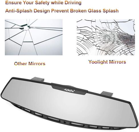 Car Rear View Mirror, 12" Wide Angle Universal Curve Convex Rearview Mirror Interior Clip On Original Mirror (Blue Mirror) in Saudi Arabia