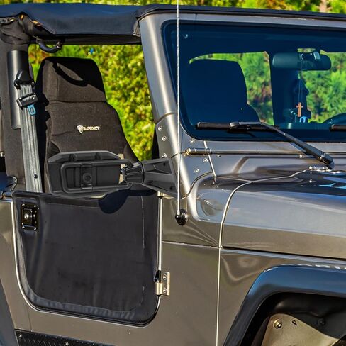 أبواب مرايا مطورة متوافقة مع جيب رانجلر، مرايا جيب جانبية قابلة للتعديل ولا تهتز، تركيب الرؤية الخلفية بدون باب لسيارة جيب رانجلر JK JKU 2007-2018 in Kuwait