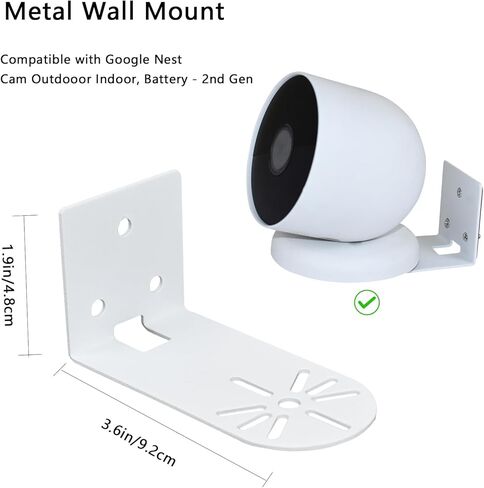 حامل كاميرا على الحائط متوافق مع Google Nest Cam في الهواء الطلق أو في الداخل، بطارية - الجيل الثاني، دعامة تثبيت معدنية للكاميرا، حامل سقف الكاميرا، عصا على التركيب/الحفر in Kuwait