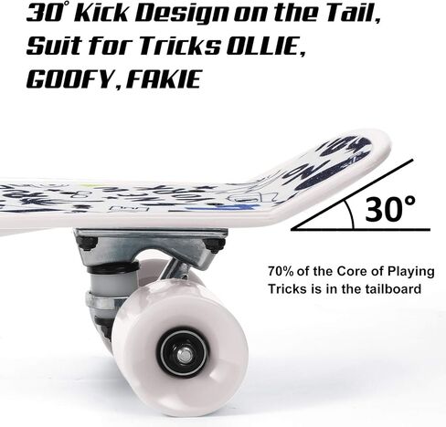 ألواح تزلج WhiteFang مقاس 22 بوصة للأطفال مع عجلات بولي يوريثان ملونة، ألواح تزلج صغيرة للأولاد والبنات المبتدئين in Kuwait