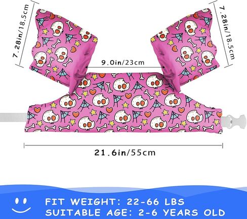 سترة سباحة للأطفال، سترة حمام سباحة للأطفال بوزن 22-66 كجم، سترات حمام سباحة مع تصميم حزام مقعد قابل للتمدد للأطفال من 2 إلى 7 أولاد وبنات للسباحة على الشاطئ (جمجمة لطيفة) in Kuwait