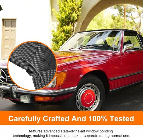 قماش قماش أسود ناعم قابل للتحويل يناسب مرسيدس بنز 1972-1989، أعلى الطاقة لـ 280SL 350SL 380SL 450SL 560SL 500SL، استبدل MBZ1076845، مع نافذة زجاجية ساخنة in Saudi Arabia