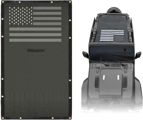 بيكيني علوي شبكة تظليل الشمس غطاء مناسب لـ 2018+ Jeep Wrangler JL JLU شبكة تظليل مع علم الولايات المتحدة الأمريكية in Kuwait