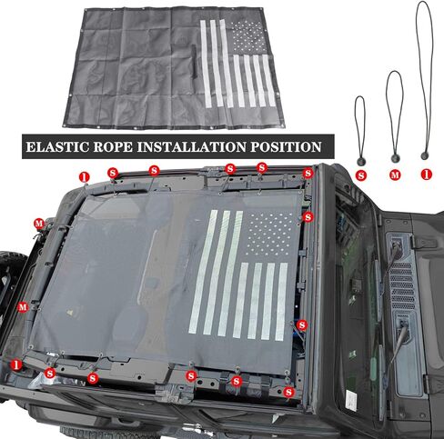 بيكيني علوي شبكة تظليل الشمس غطاء مناسب لـ 2018+ Jeep Wrangler JL JLU شبكة تظليل مع علم الولايات المتحدة الأمريكية in Kuwait