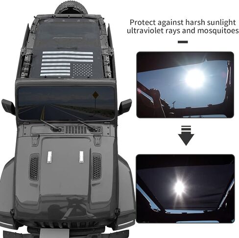 بيكيني علوي شبكة تظليل الشمس غطاء مناسب لـ 2018+ Jeep Wrangler JL JLU شبكة تظليل مع علم الولايات المتحدة الأمريكية in Kuwait