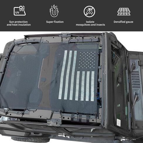 بيكيني علوي شبكة تظليل الشمس غطاء مناسب لـ 2018+ Jeep Wrangler JL JLU شبكة تظليل مع علم الولايات المتحدة الأمريكية in Kuwait