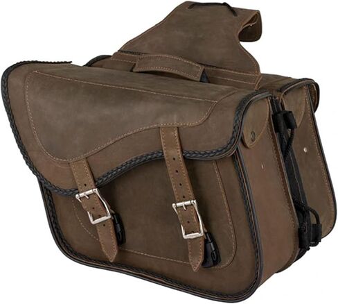 Dream Apparel Naked Cowhide Leather Motorcycle Saddle Bags Studded Throw Over Saddlebags, Motorcycle Side Bags for Honda Shadow Sportster Softail Dyna V-star (Black, No Studs) in Saudi Arabia