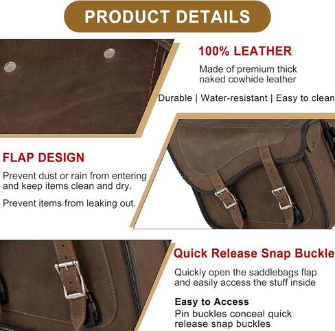 Dream Apparel Naked Cowhide Leather Motorcycle Saddle Bags Studded Throw Over Saddlebags, Motorcycle Side Bags for Honda Shadow Sportster Softail Dyna V-star (Black, No Studs) in Saudi Arabia