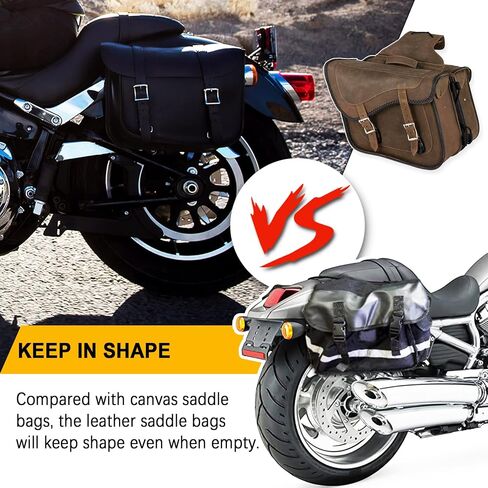 Dream Apparel Naked Cowhide Leather Motorcycle Saddle Bags Studded Throw Over Saddlebags, Motorcycle Side Bags for Honda Shadow Sportster Softail Dyna V-star (Black, No Studs) in Saudi Arabia