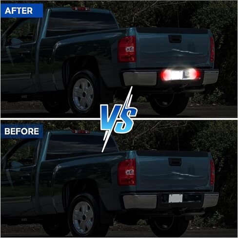 استبدال ضوء لوحة الترخيص LED لـ 2001-2013 Silverado Sierra 1500 2500 3500، 1999-2014 2500HD 3500HD، مصباح رقم علامة المصد الخلفي، أبيض + ضوء أحمر، عدسة شفافة in Kuwait