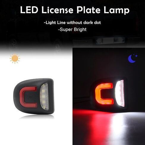 استبدال ضوء لوحة الترخيص LED لـ 2001-2013 Silverado Sierra 1500 2500 3500، 1999-2014 2500HD 3500HD، مصباح رقم علامة المصد الخلفي، أبيض + ضوء أحمر، عدسة شفافة in Kuwait
