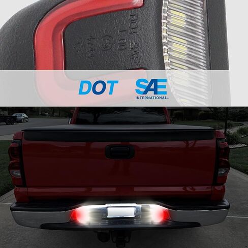استبدال ضوء لوحة الترخيص LED لـ 2001-2013 Silverado Sierra 1500 2500 3500، 1999-2014 2500HD 3500HD، مصباح رقم علامة المصد الخلفي، أبيض + ضوء أحمر، عدسة شفافة in Kuwait