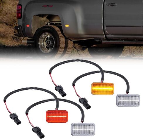 4 قطع من مصابيح LED للعلامة الجانبية للسرير الخلفي متوافقة مع Chevy Silverado، GMC Sierra 2500HD 3500HD 2015-2023 استبدال مصابيح العلامات الجانبية OEM LED in Saudi Arabia