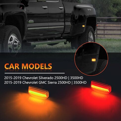4 قطع من مصابيح LED للعلامة الجانبية للسرير الخلفي متوافقة مع Chevy Silverado، GMC Sierra 2500HD 3500HD 2015-2023 استبدال مصابيح العلامات الجانبية OEM LED in Saudi Arabia