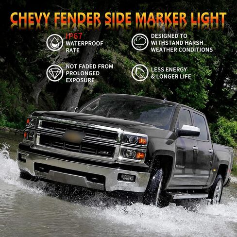 4 قطع من مصابيح LED للعلامة الجانبية للسرير الخلفي متوافقة مع Chevy Silverado، GMC Sierra 2500HD 3500HD 2015-2023 استبدال مصابيح العلامات الجانبية OEM LED in Saudi Arabia