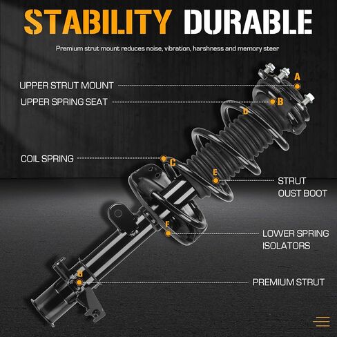Front Complete Strut Shock Absorber with Spring Assembly Fit for Honda CR-V 2007 2008 2009 2010 2011 2012 2013 2014,272491,272492,2pcs in Kuwait