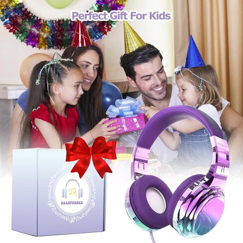 سماعات أذن QearFun للفتيات والأطفال للمدرسة، سماعات رأس سلكية للأطفال مع ميكروفون ومقبس 3.5 مم، سماعة رأس للمراهقين بخاصية إلغاء الضوضاء مع عصابة رأس قابلة للتعديل للكمبيوتر اللوحي/الهواتف الذكية - متدرج أرجواني عميق in Saudi Arabia