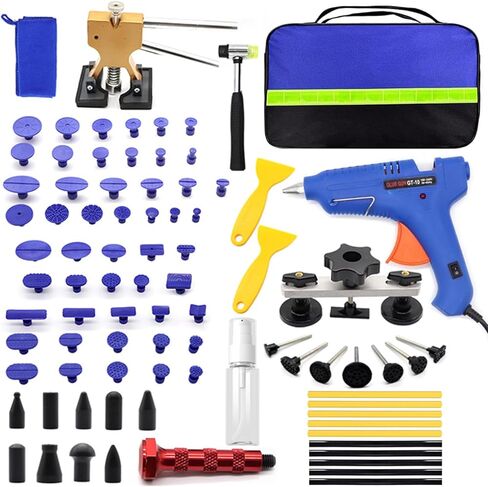 85PCS Auto Body Dent Puller Kit, Car Dent Removal Repair Tool Kit with Dent Puller, Suction Cup, Slide Hammer T Bar for Dent Removal in Saudi Arabia