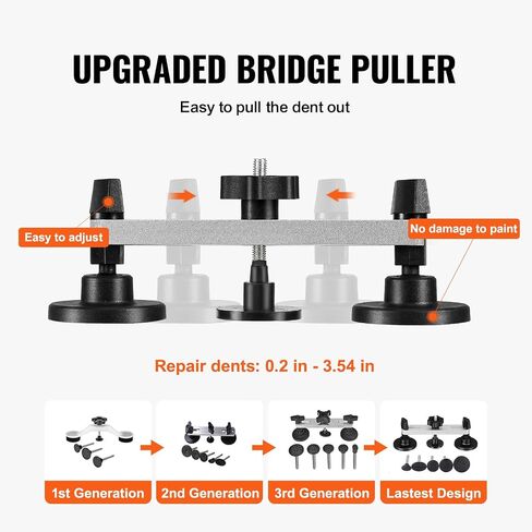 VEVOR 25 PCS Dent Repair Kit, Paintless Dent Removal Kit with Bridge Puller and Puller Tabs, Auto Body Dent Puller Kit with Hot Glue Gun, Glue Sticks for Vehicles, Refrigerators, Metal Surface Dents in Saudi Arabia