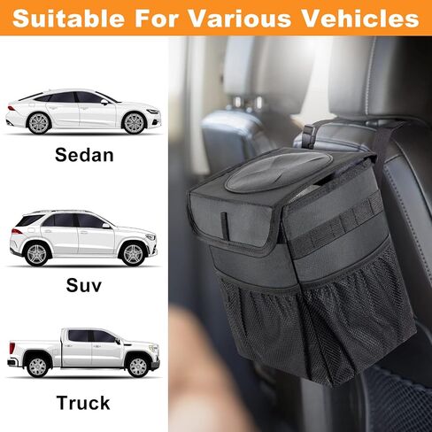 4 Pieces Car Trash Can Can Set Foldable Garbage Bin 2.3 Gallon Leakproof Car Trash Bag (Black) in Saudi Arabia